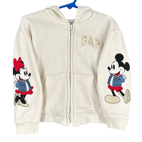 baby‎ GAP Disney Ivory Mickey Minnie Front Pockets Zip Up Hoodie 3 Years Baby - Picture 1 of 6